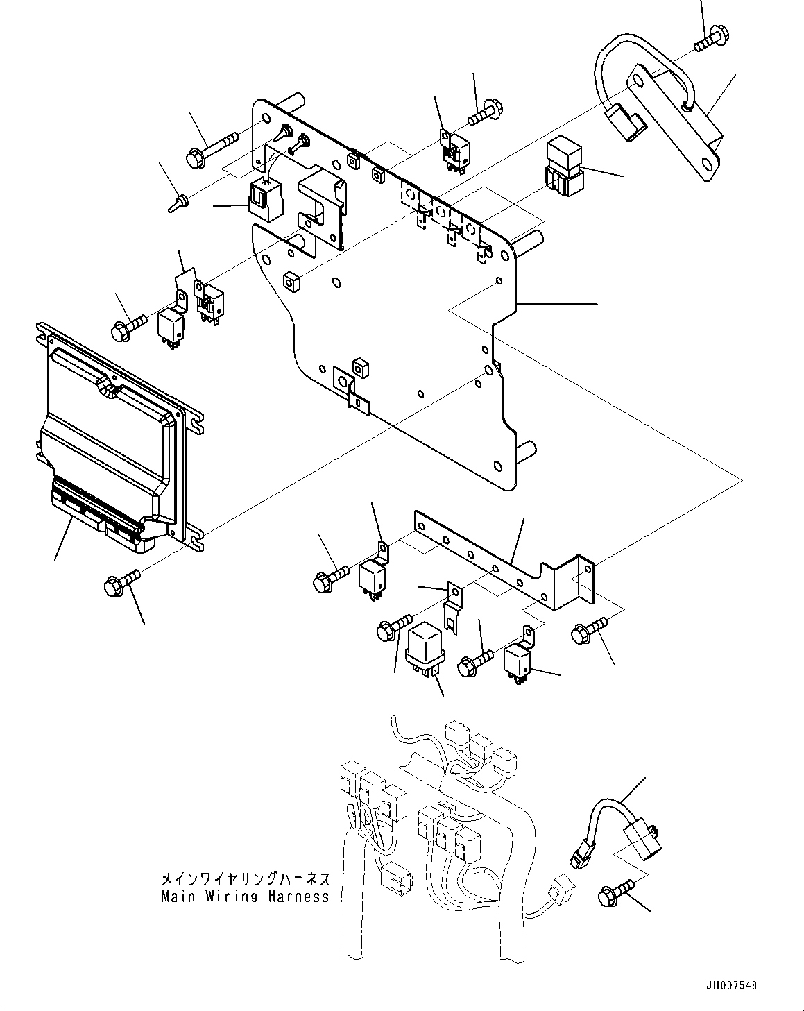 Komatsu parts book diagram for PC350LC-8M0 S/N K52001-UP: CAB, CAB IN PARTS, SUB PLATE AND RELAY