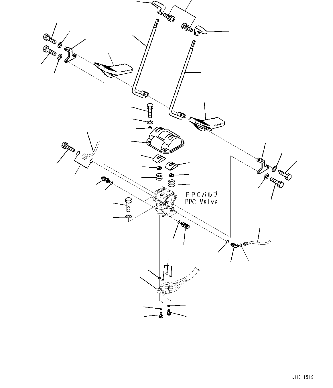 Komatsu parts book diagram for PC350LC-8M0 S/N K52001-UP: CAB, FLOOR, TRAVEL CONTROL LEVER