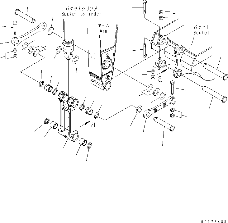 Komatsu parts book diagram for PC350LC-8M0 S/N K52001-UP: ARM, 2200MM, BUCKET LINK