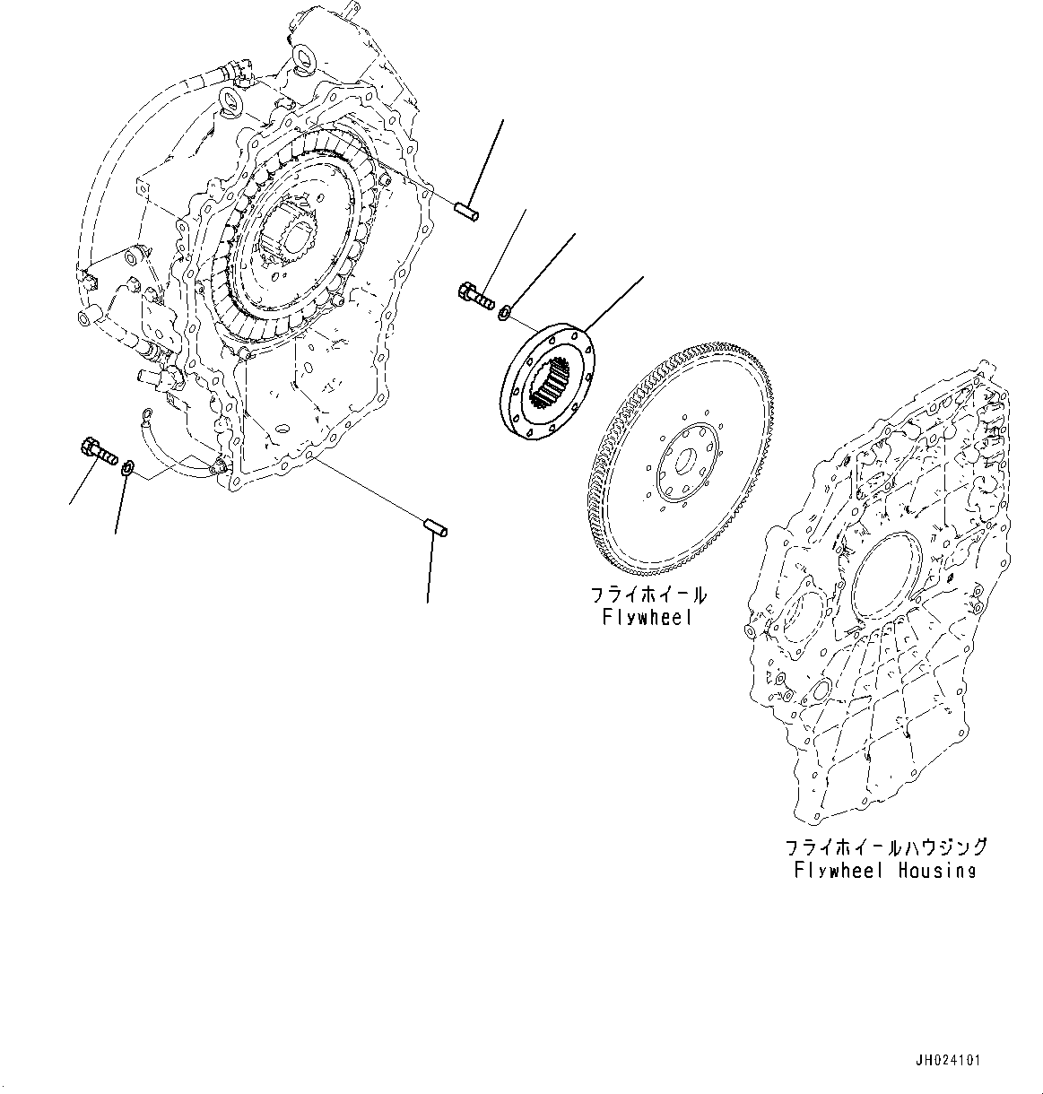 Komatsu parts book diagram for HB215LC-3 S/N K70001-UP: ENGINE RELATED PARTS, MOTOR-GENERATOR MOUNTING