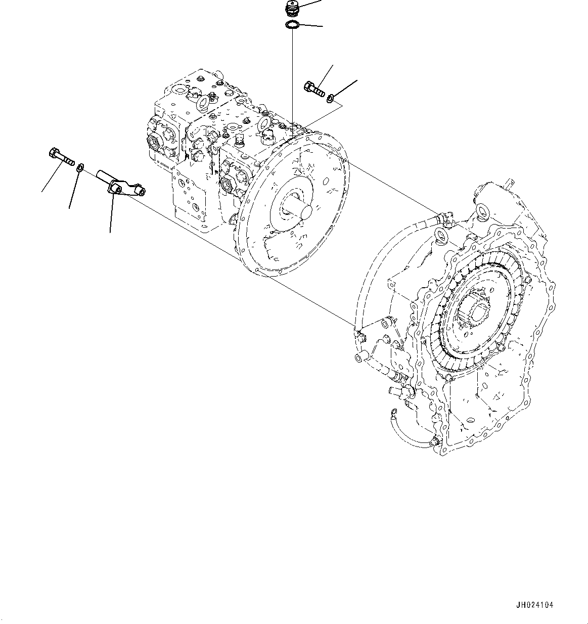 Komatsu parts book diagram for HB215LC-3 S/N K70001-UP: ENGINE RELATED PARTS, PISTON PUMP MOUNTING