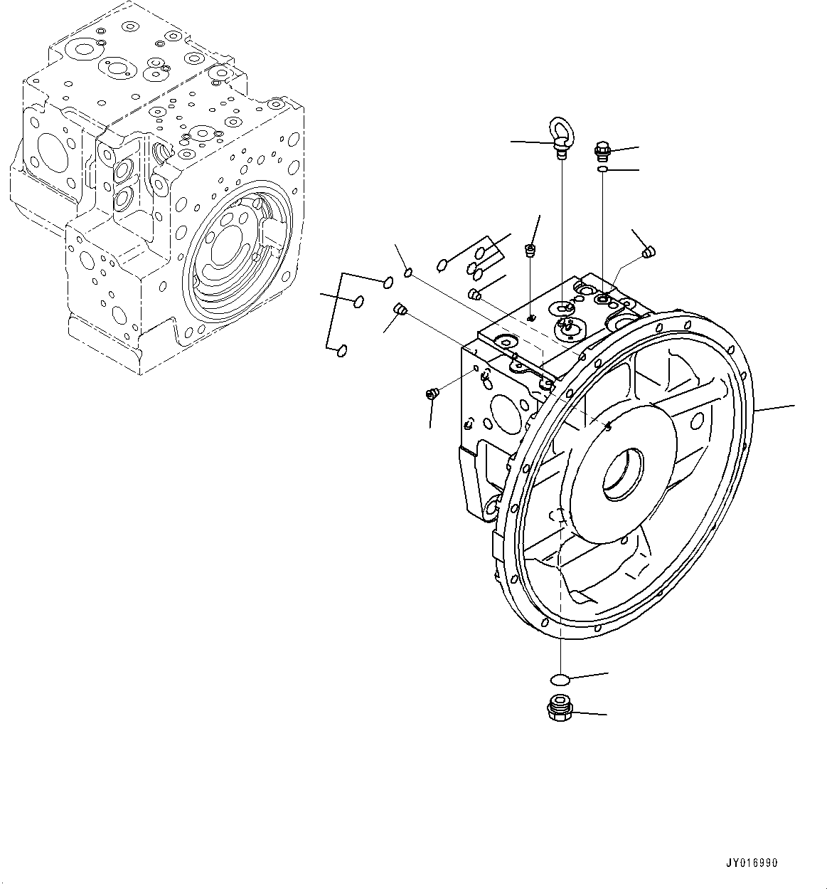 Komatsu parts book diagram for HB215LC-3 S/N K70001-UP: ENGINE RELATED PARTS, PISTON PUMP (1/12)