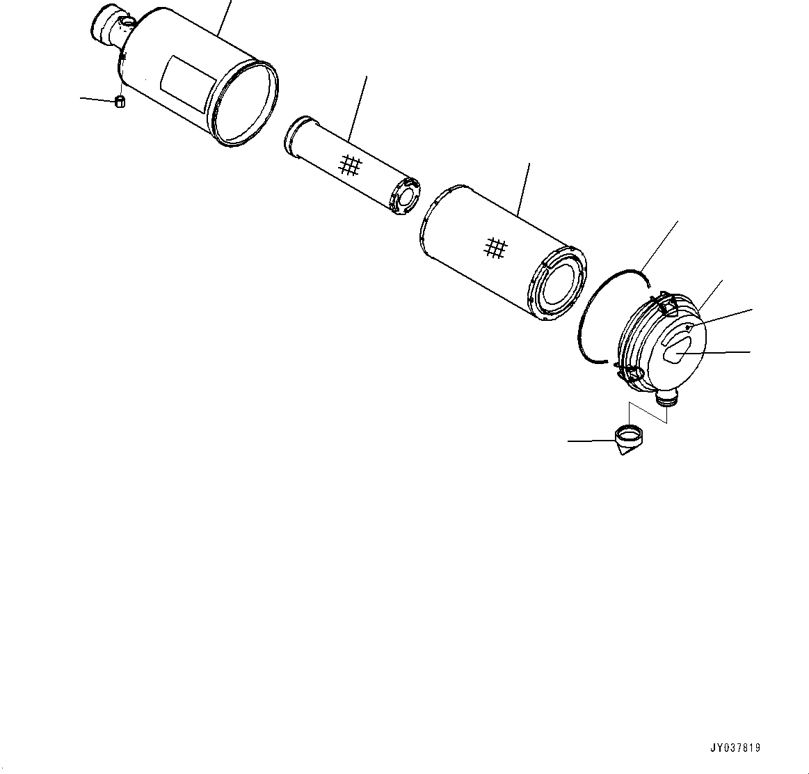 Komatsu parts book diagram for HB215LC-3 S/N K70001-UP: AIR CLEANER, INNER PARTS