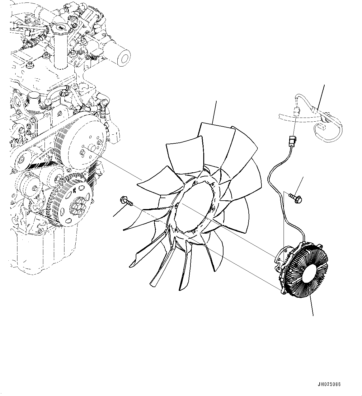 Komatsu parts book diagram for HB215LC-3 S/N K70001-UP: FAN CLUTCH