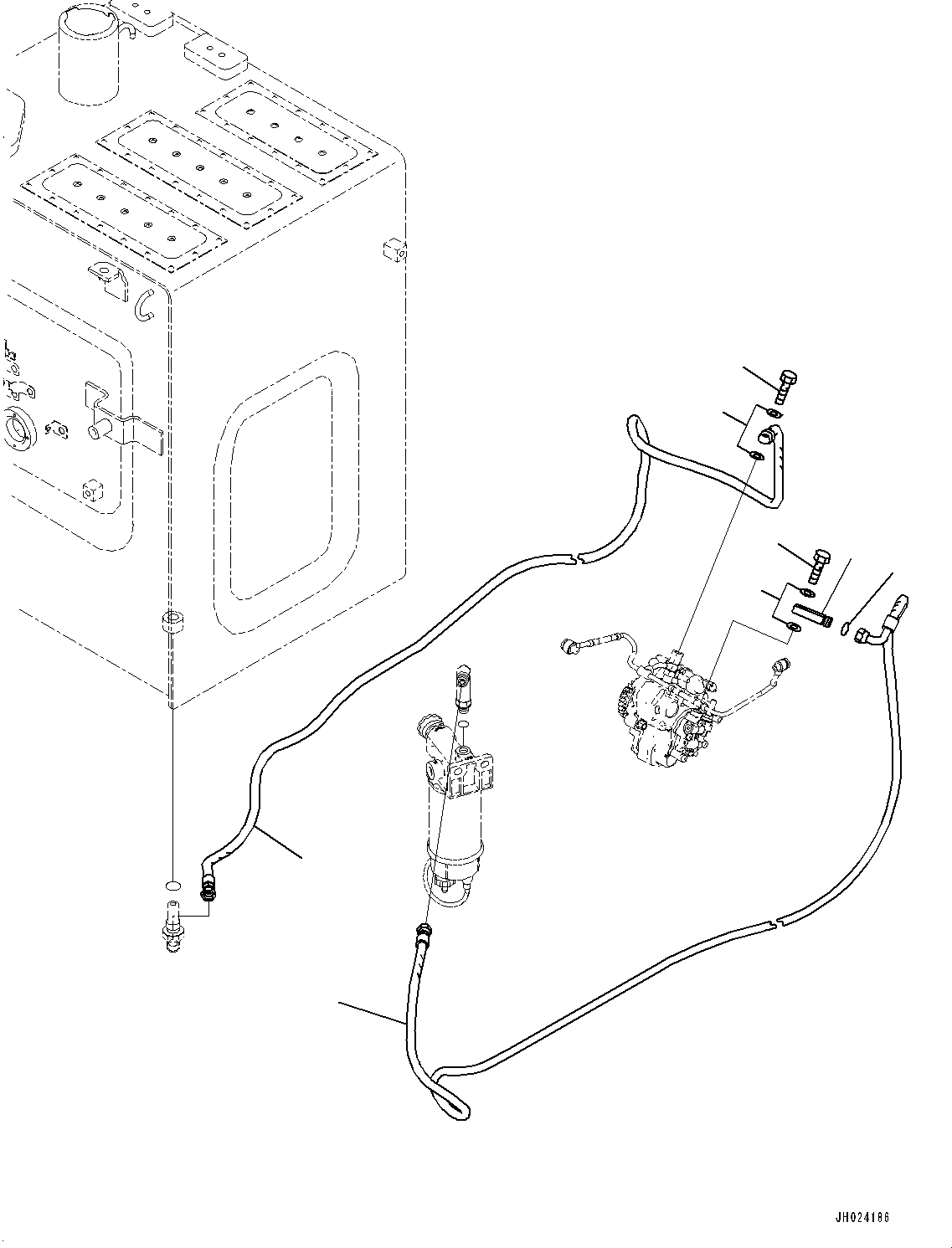 Komatsu parts book diagram for HB215LC-3 S/N K70001-UP: FUEL PIPING, HOSE