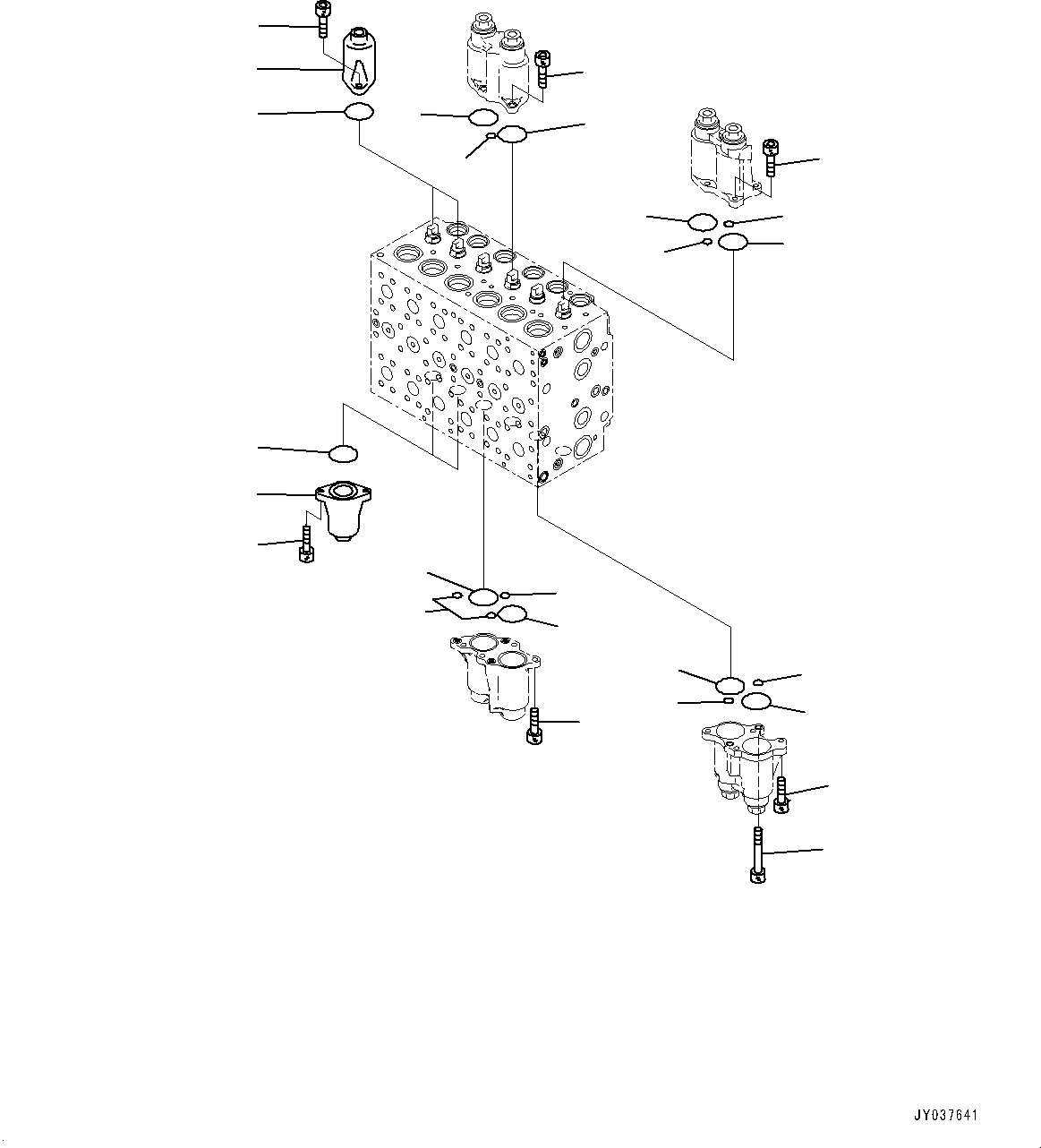 Komatsu parts book diagram for HB215LC-3 S/N K70001-UP: CONTROL VALVE, 6-SPOOL, 1-ADDITIONAL ACTUATOR PIPING, TOOL CONTROL, INNER PARTS (4/23)
