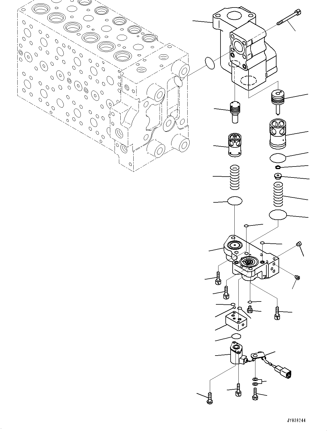 Komatsu parts book diagram for HB215LC-3 S/N K70001-UP: CONTROL VALVE, 6-SPOOL, 1-ADDITIONAL ACTUATOR PIPING, TOOL CONTROL, INNER PARTS (15/23)