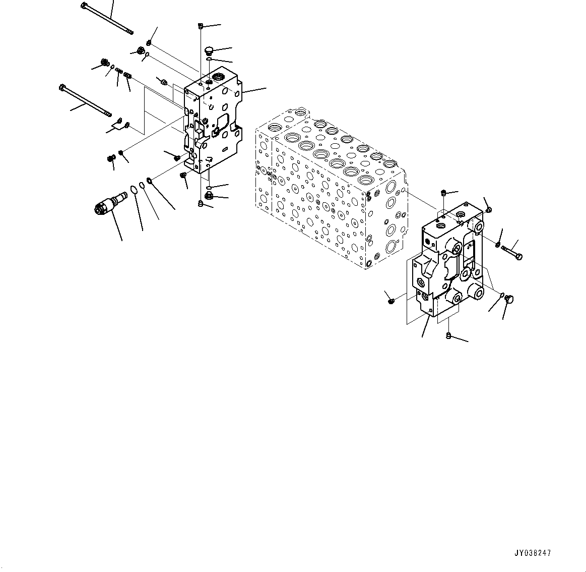 Komatsu parts book diagram for HB215LC-3 S/N K70001-UP: CONTROL VALVE, 6-SPOOL, 1-ADDITIONAL ACTUATOR PIPING, TOOL CONTROL, INNER PARTS (7/23)