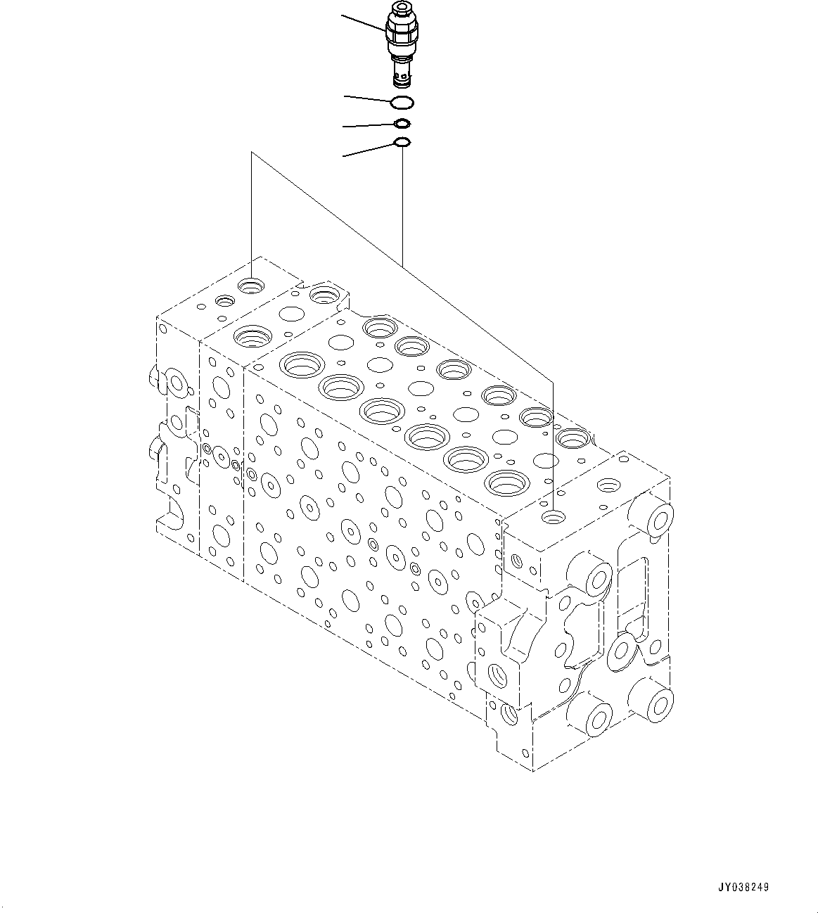 Komatsu parts book diagram for HB215LC-3 S/N K70001-UP: CONTROL VALVE, 6-SPOOL, 1-ADDITIONAL ACTUATOR PIPING, TOOL CONTROL, INNER PARTS (9/23)