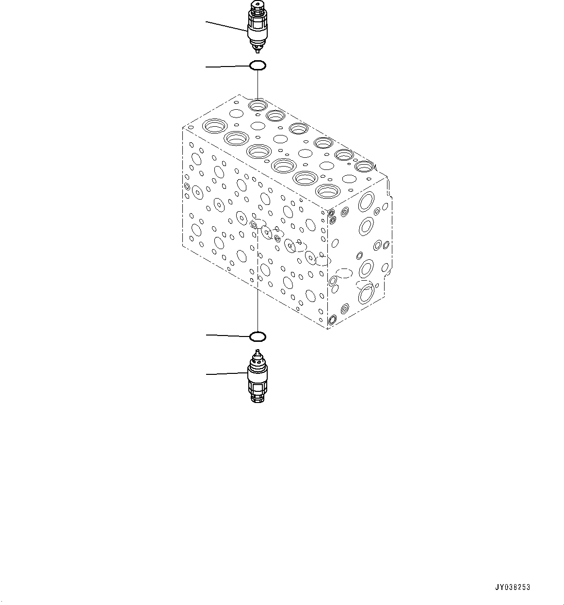 Komatsu parts book diagram for HB215LC-3 S/N K70001-UP: CONTROL VALVE, 6-SPOOL, 1-ADDITIONAL ACTUATOR PIPING, TOOL CONTROL, INNER PARTS (20/23)