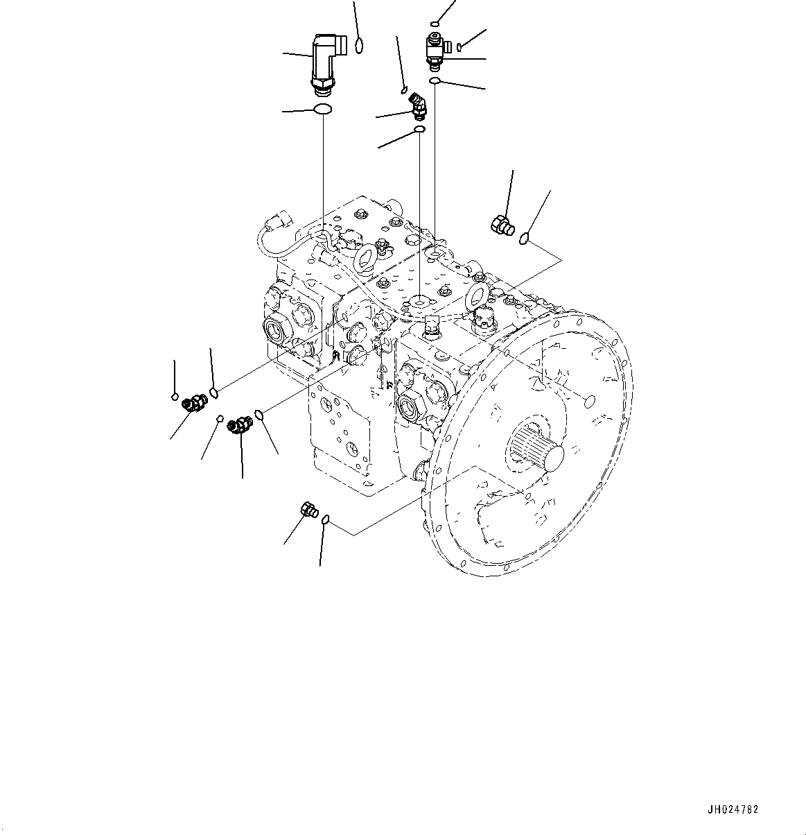 Komatsu parts book diagram for HB215LC-3 S/N K70001-UP: PISTON PUMP RELATED PARTS