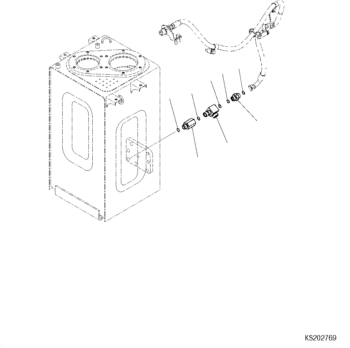 Komatsu parts book diagram for HB215LC-3 S/N K70001-UP: DRAIN PIPING (1/2) (FHQC)