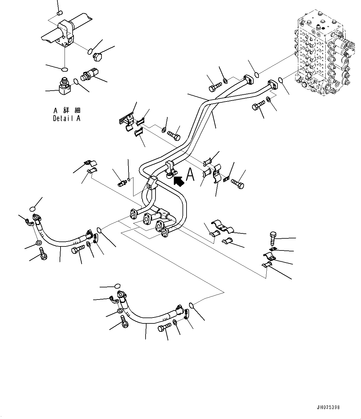 Komatsu parts book diagram for HB215LC-3 S/N K70001-UP: BOOM PIPING