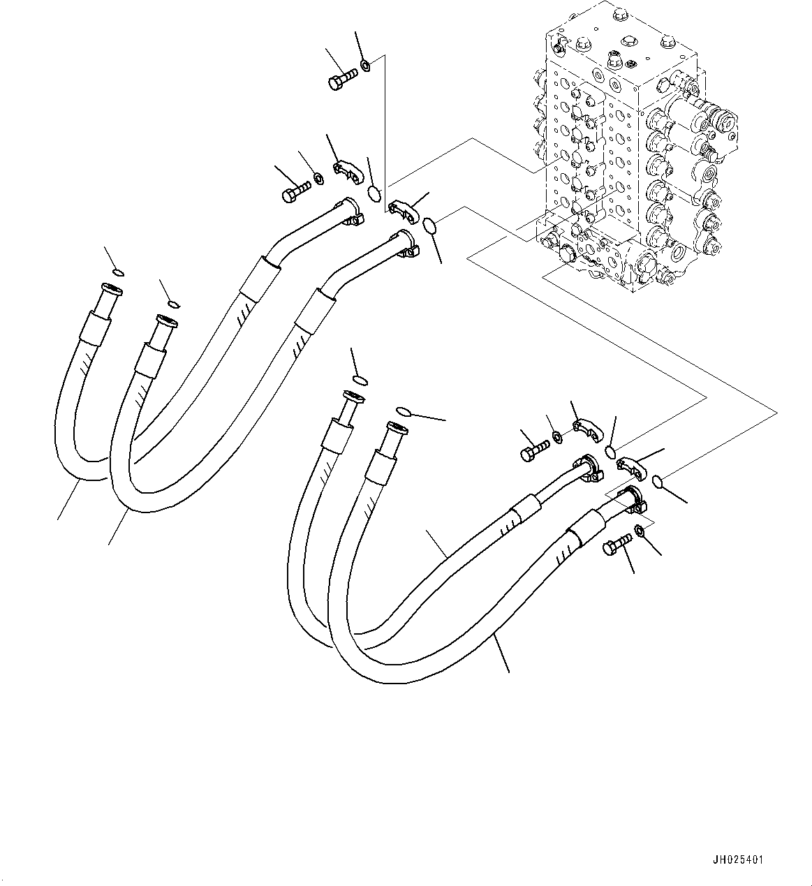 Komatsu parts book diagram for HB215LC-3 S/N K70001-UP: ARM AND BUCKET PIPING