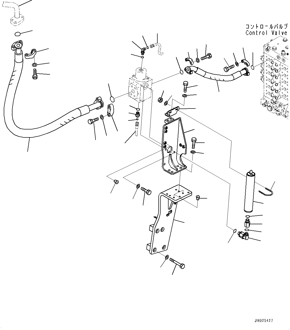 Komatsu parts book diagram for HB215LC-3 S/N K70001-UP: ATTACHMENT PIPING, 1-ADDITIONAL ACTUATOR PIPING, PIPING, R.H.