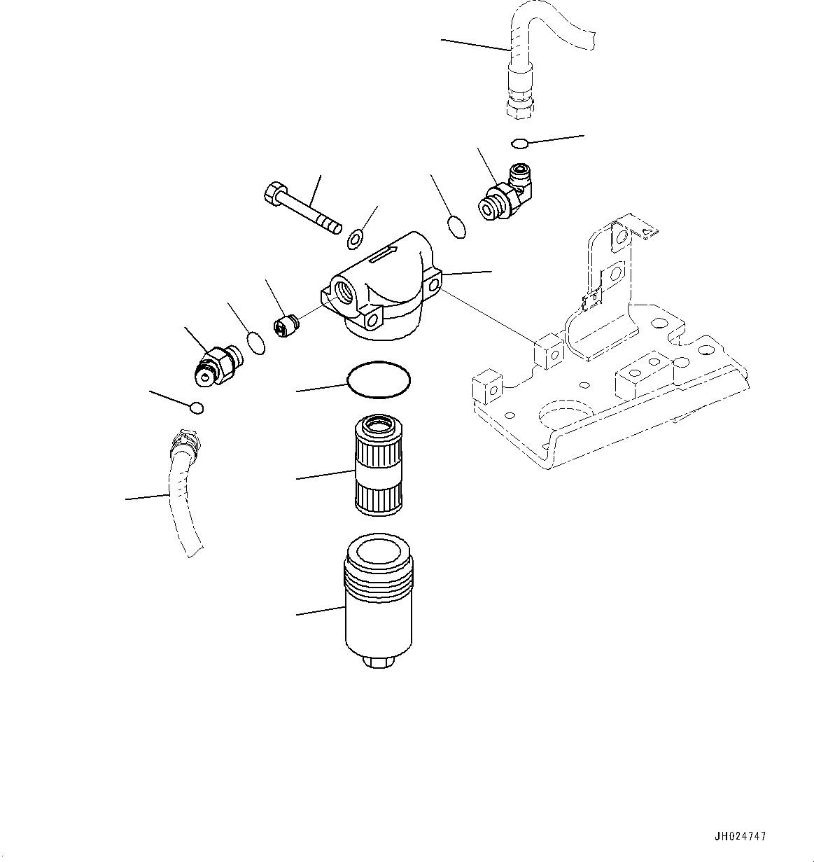 Komatsu parts book diagram for HB215LC-3 S/N K70001-UP: ATTACHMENT PIPING, 1-ADDITIONAL ACTUATOR PIPING, PILOT FILTER