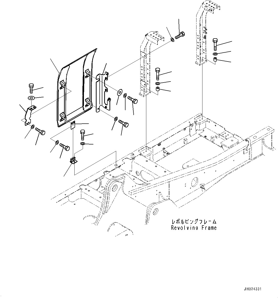Komatsu parts book diagram for HB215LC-3 S/N K70001-UP: SIDE COVER R.H., COVER
