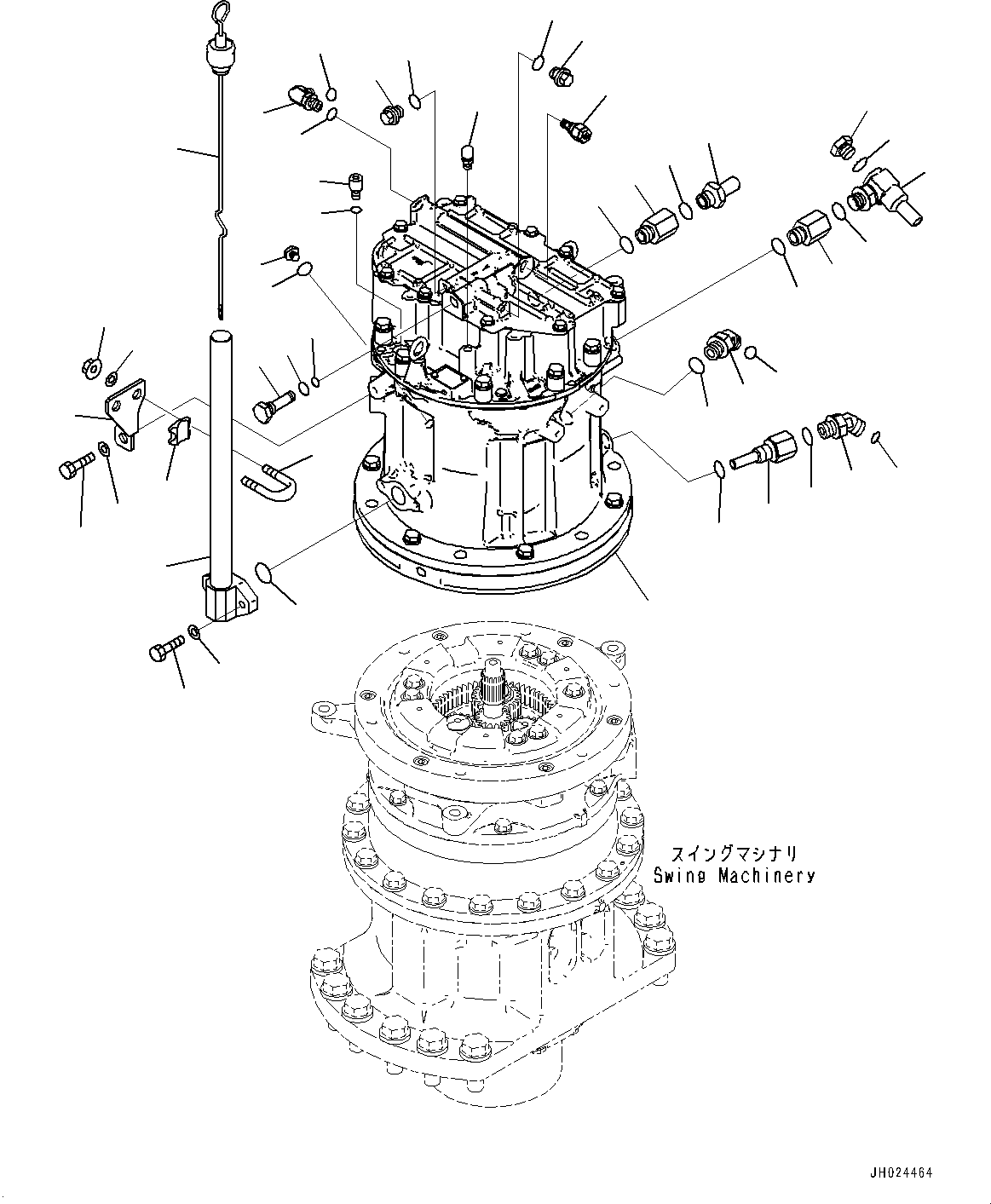 Komatsu parts book diagram for HB215LC-3 S/N K70001-UP: SWING MACHINERY AND MOTOR, ELECTRIC SWING MOTOR