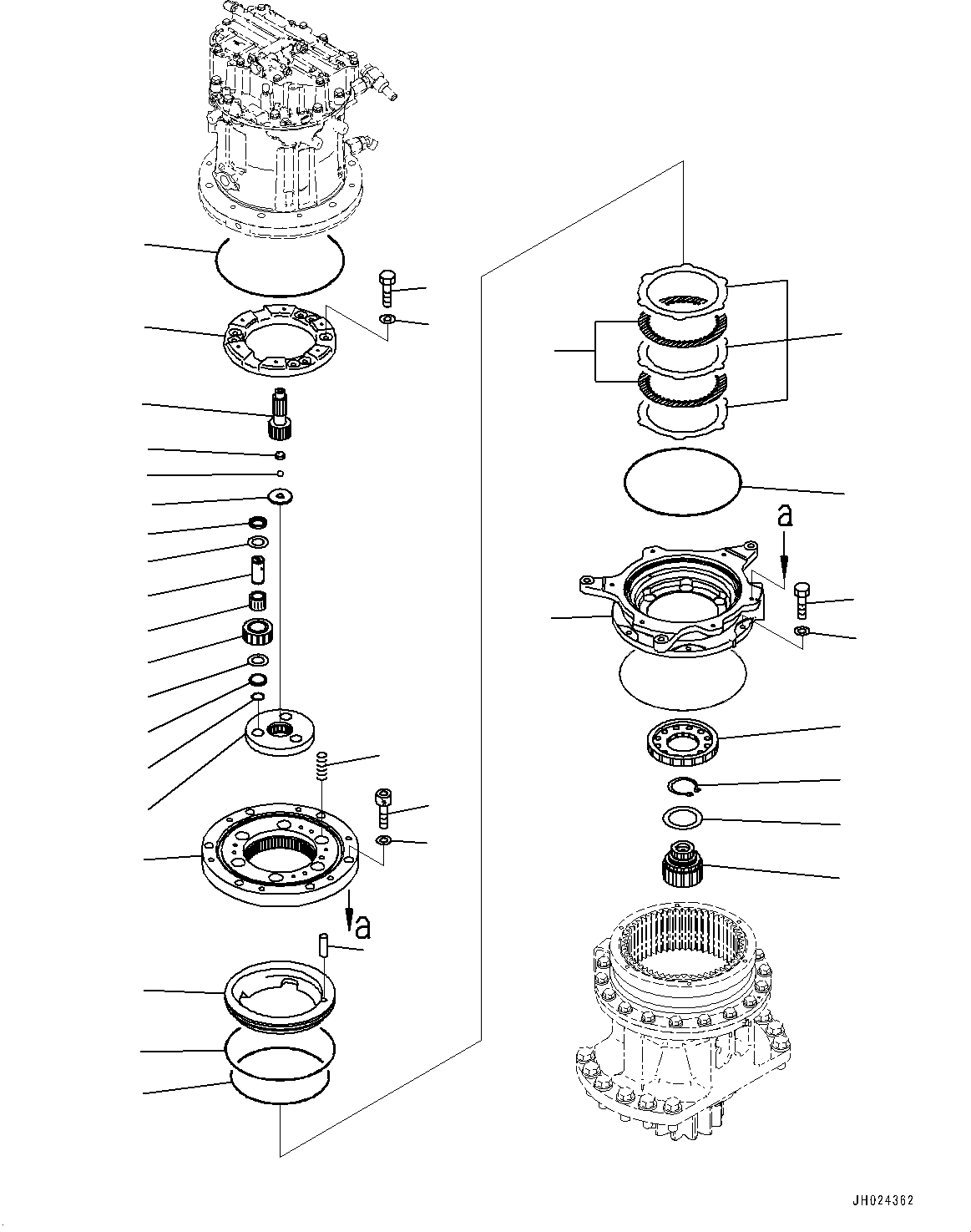 Komatsu parts book diagram for HB215LC-3 S/N K70001-UP: SWING MACHINERY AND MOTOR, SWING MACHINERY (2/2)