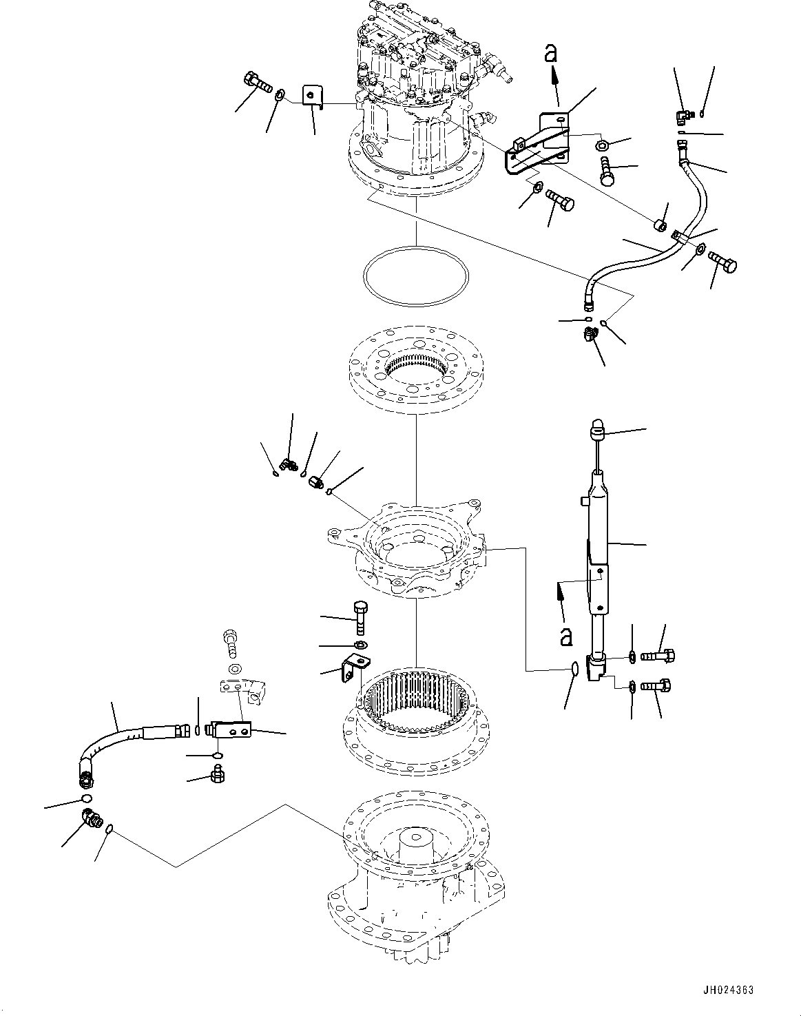 Komatsu parts book diagram for HB215LC-3 S/N K70001-UP: SWING MACHINERY AND MOTOR, DRAIN PIPING