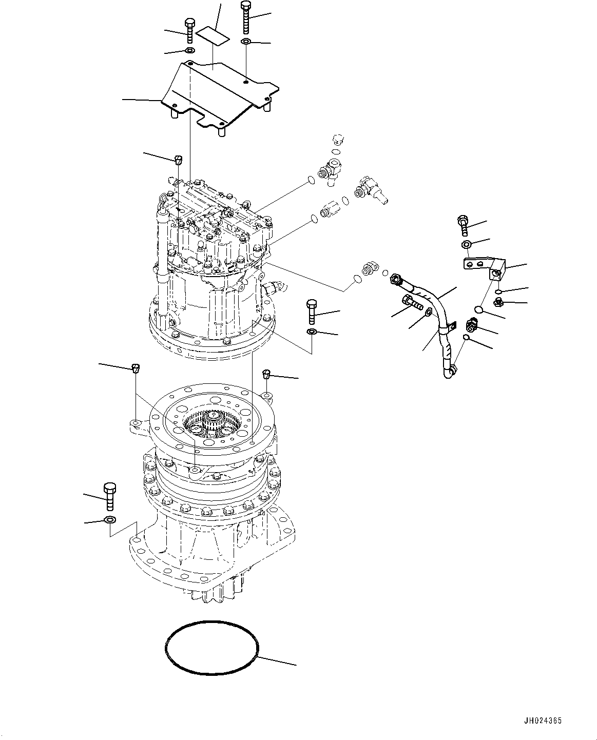 Komatsu parts book diagram for HB215LC-3 S/N K70001-UP: SWING MACHINERY AND MOTOR, MOTOR DRAIN