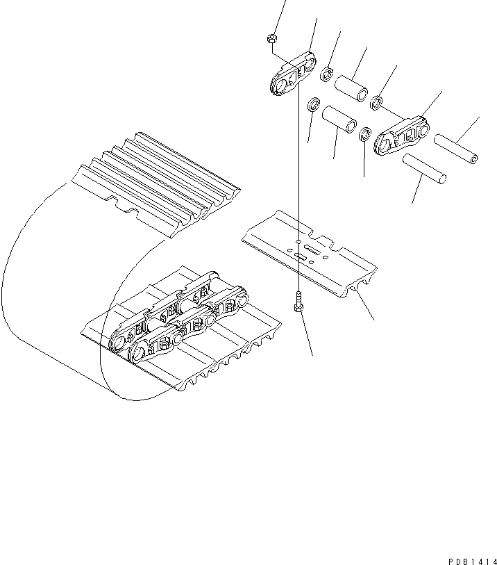 Komatsu parts book diagram for HB215LC-3 S/N K70001-UP: TRACK SHOE ASSEMBLY, OBLONG HOLED TRIPLE GROUSER SHOE, 900MM WIDTH, GREASE SEALED TYPE, 98 SET