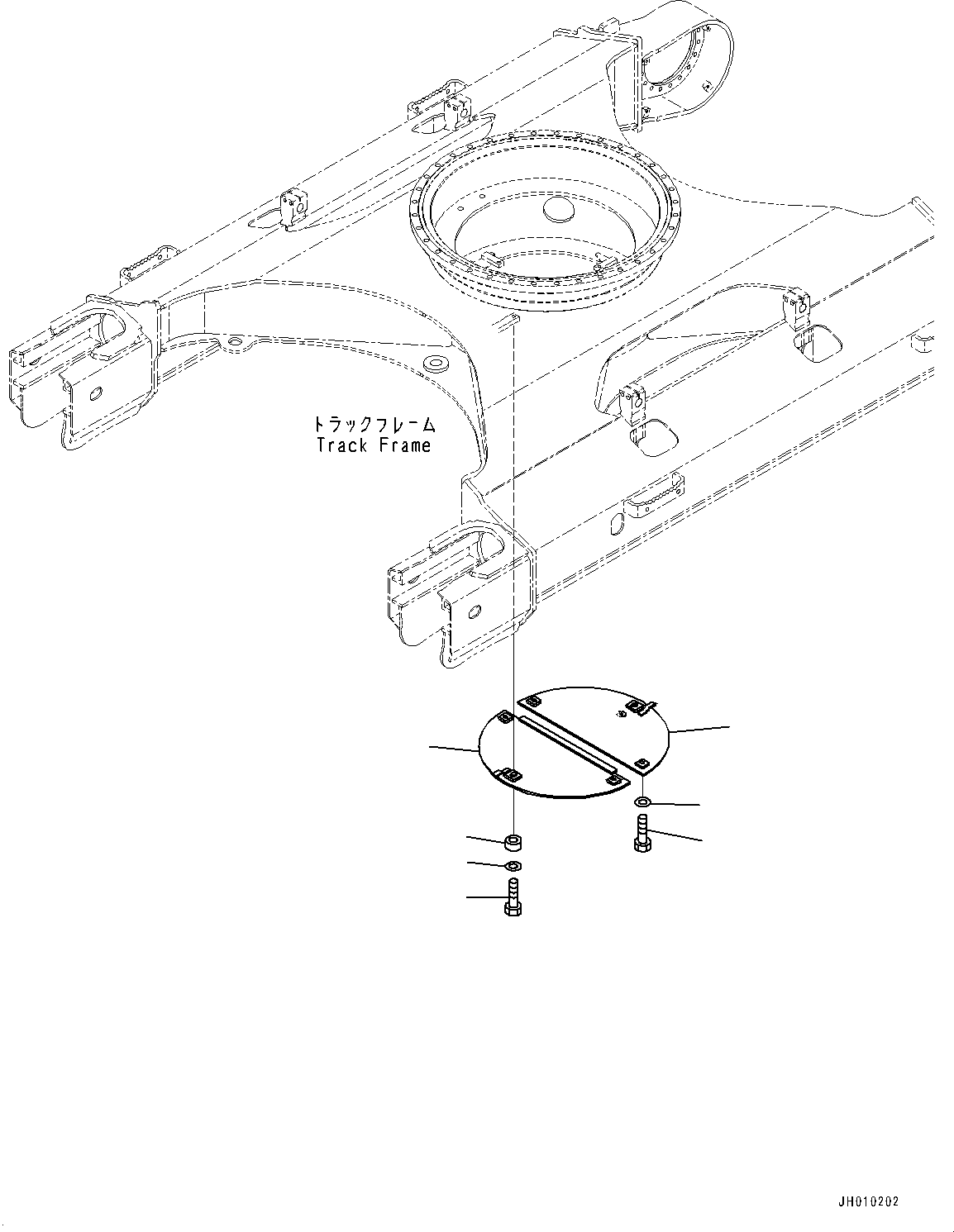 Komatsu parts book diagram for HB215LC-3 S/N K70001-UP: TRACK FRAME UNDER COVER