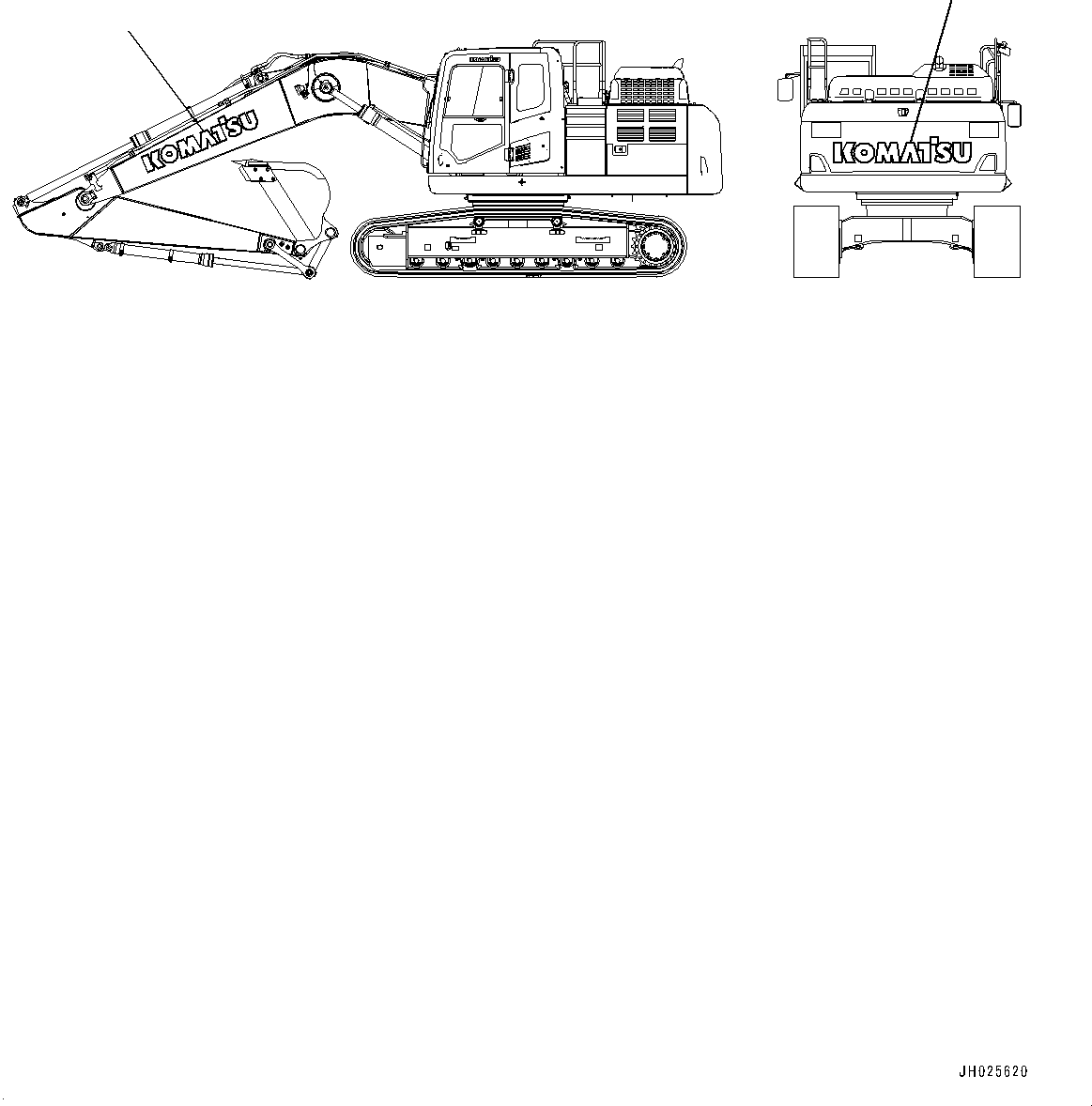 Komatsu parts book diagram for HB215LC-3 S/N K70001-UP: KOMATSU LOGO