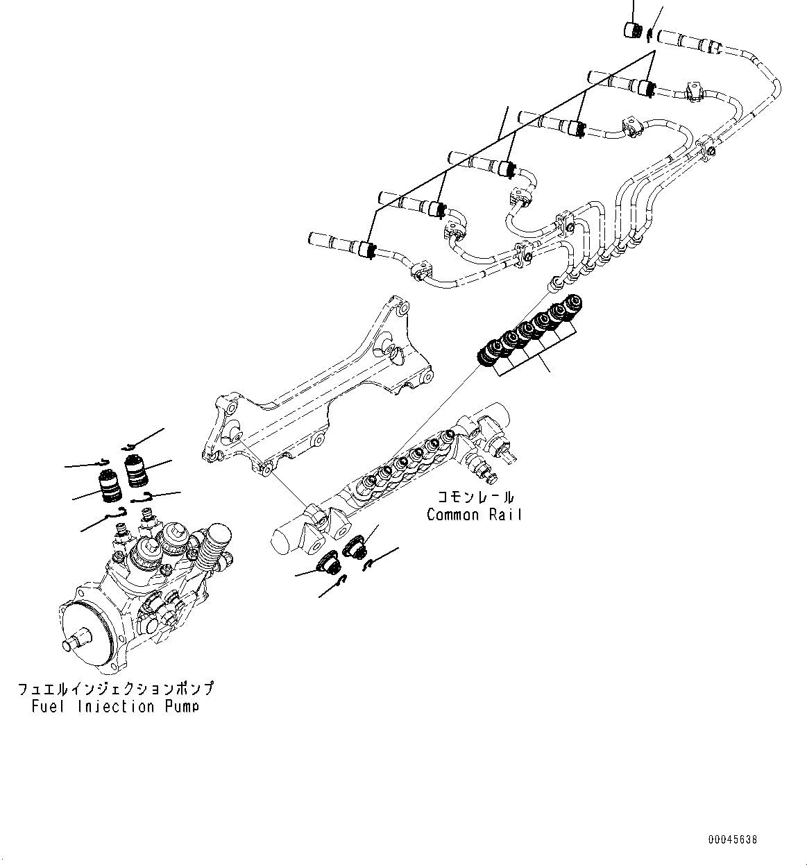 Engines Komatsu / SAA6D125E-5FR S/N 663365-UP (For PC450-8R WORK EQUIPMENT GREASE 500H)(PC00056U) / Fuel Supply Piping and Lubricating oil Piping, (2/2)(D005002 : A4030-001002)