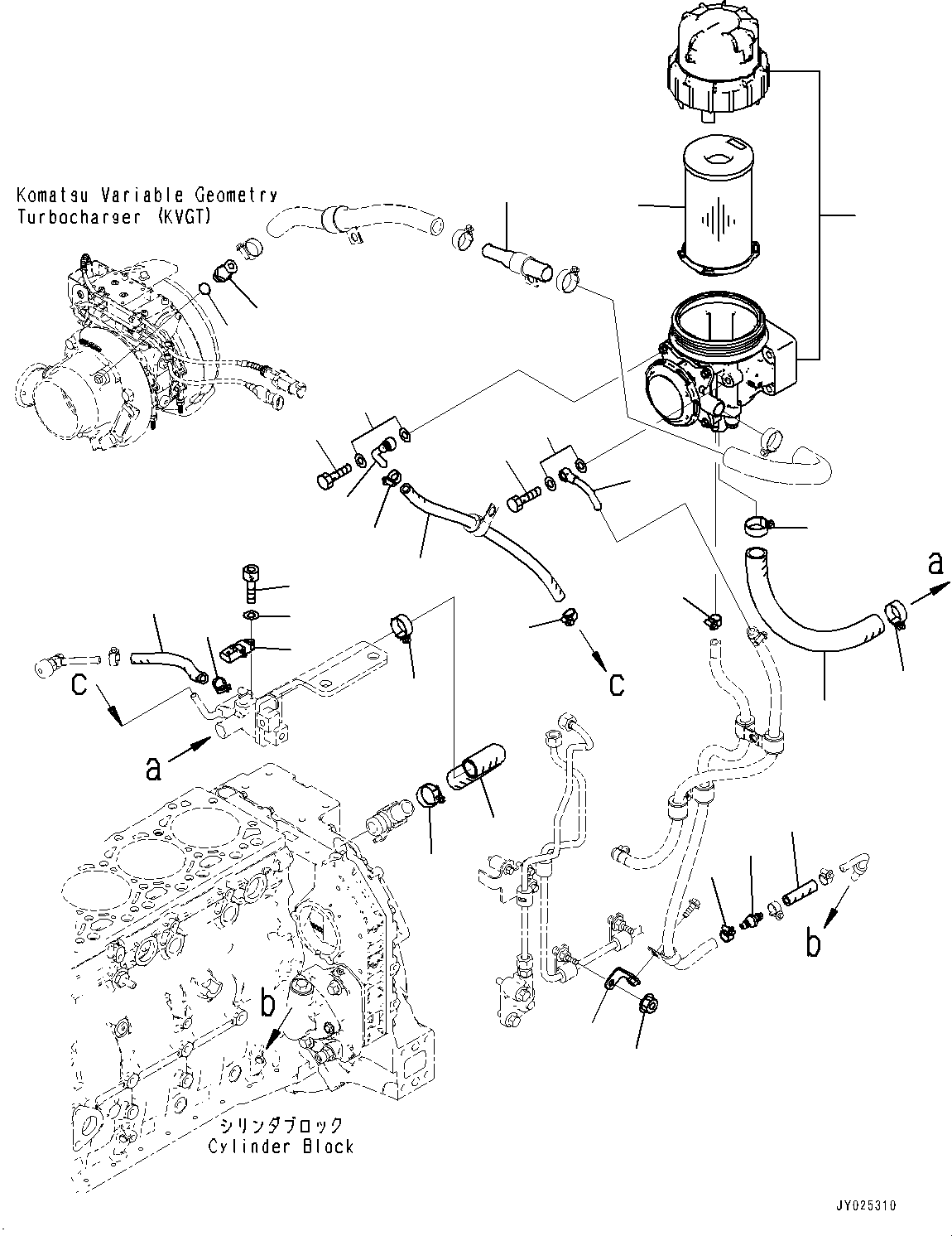 Komatsu parts book diagram for SAA6D107E-3B S/N 22347036-UP (For PC290LC-11E0): KOMATSU CLOSED CRANKCASE VENTILATION (KCCV)