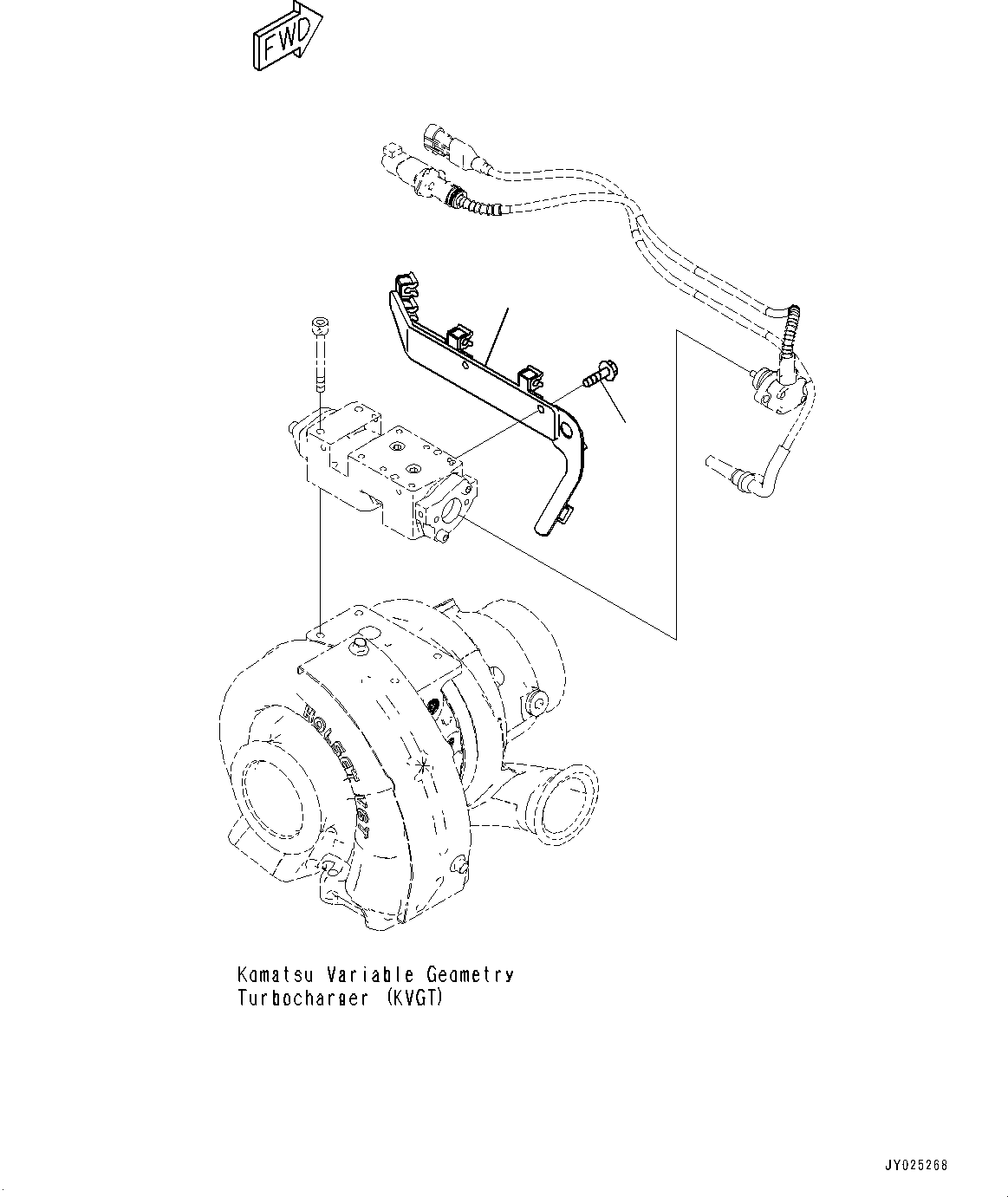 Komatsu parts book diagram for SAA6D107E-3B S/N 22347036-UP (For PC290LC-11E0): KOMATSU VARIABLE GEOMETRY TURBOCHARGER (KVGT) RELATED PARTS, RELATED PARTS