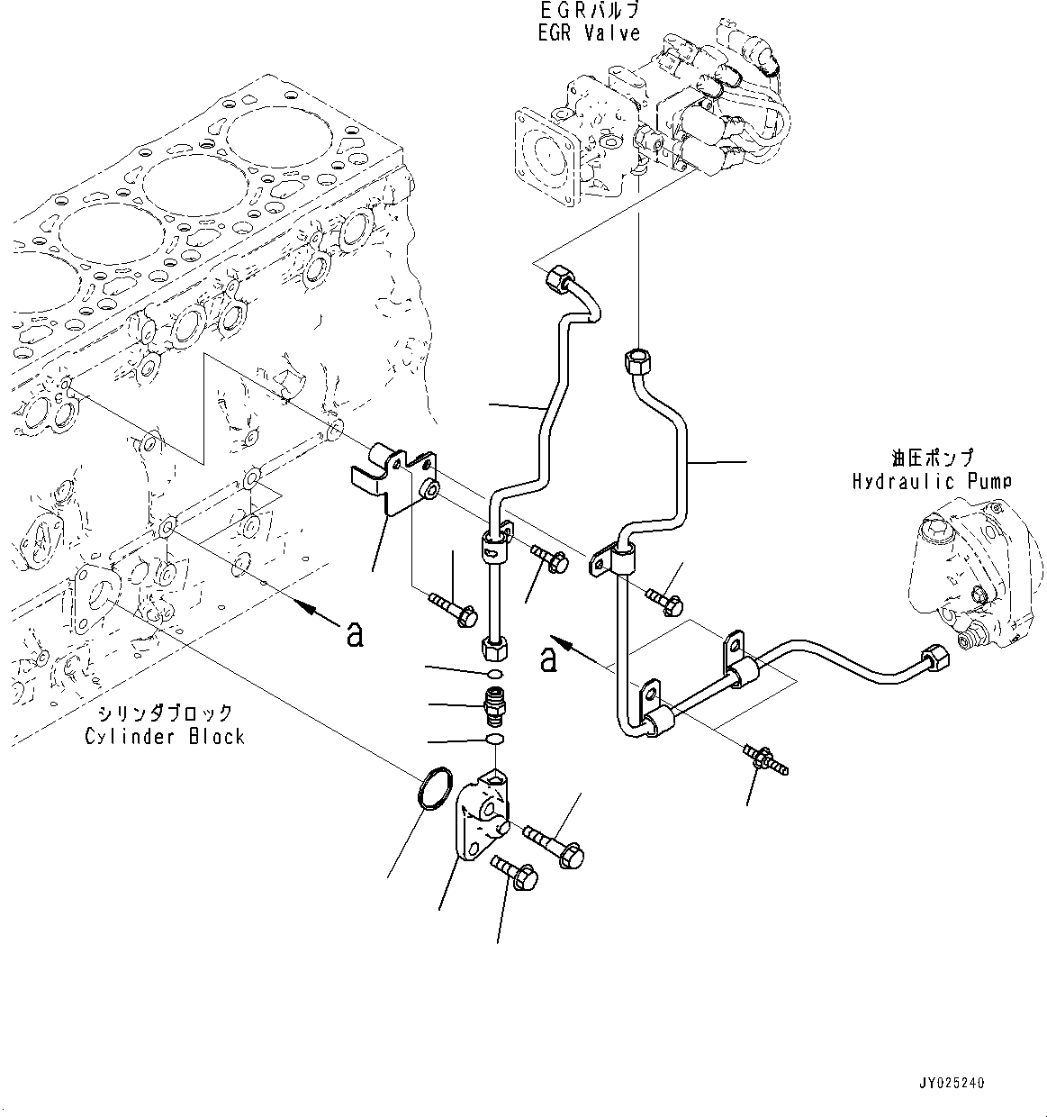 Komatsu parts book diagram for SAA6D107E-3B S/N 22347036-UP (For PC290LC-11E0): HYDRAULIC PUMP PIPING