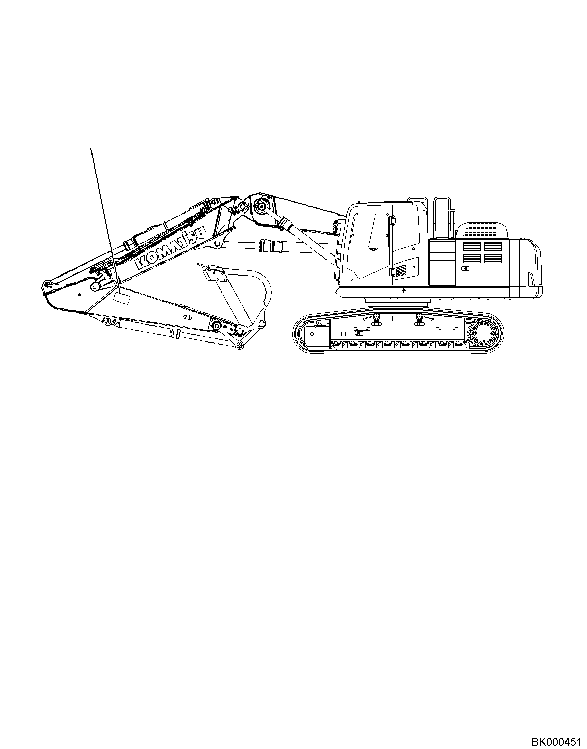 Excavators Komatsu / PC240NLC-11E0 S/N K75001-UP(PC00071U) / Caution Plates, Keep Off Working Ranges, for 2-Piece Boom(U004002 : U0510-001002)