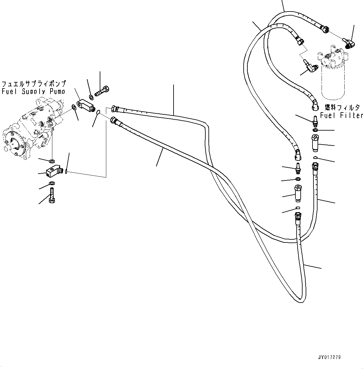 Engines Komatsu / SAA6D114E-6C S/N 26908325-UP (For HB365LC/NLC-3E0)(PC00074U) / Fuel Filter Piping(D002001 : AFF20-001001)