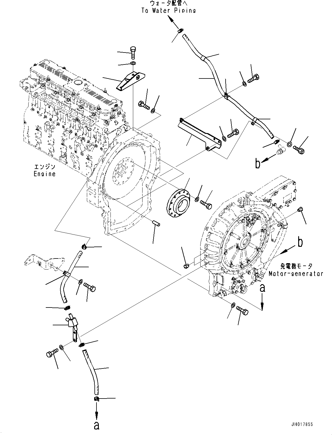 Komatsu parts book diagram for HB365LC-3E0 S/N K75001-UP: ENGINE RELATED PARTS, MOTOR-GENERATOR MOUNTING