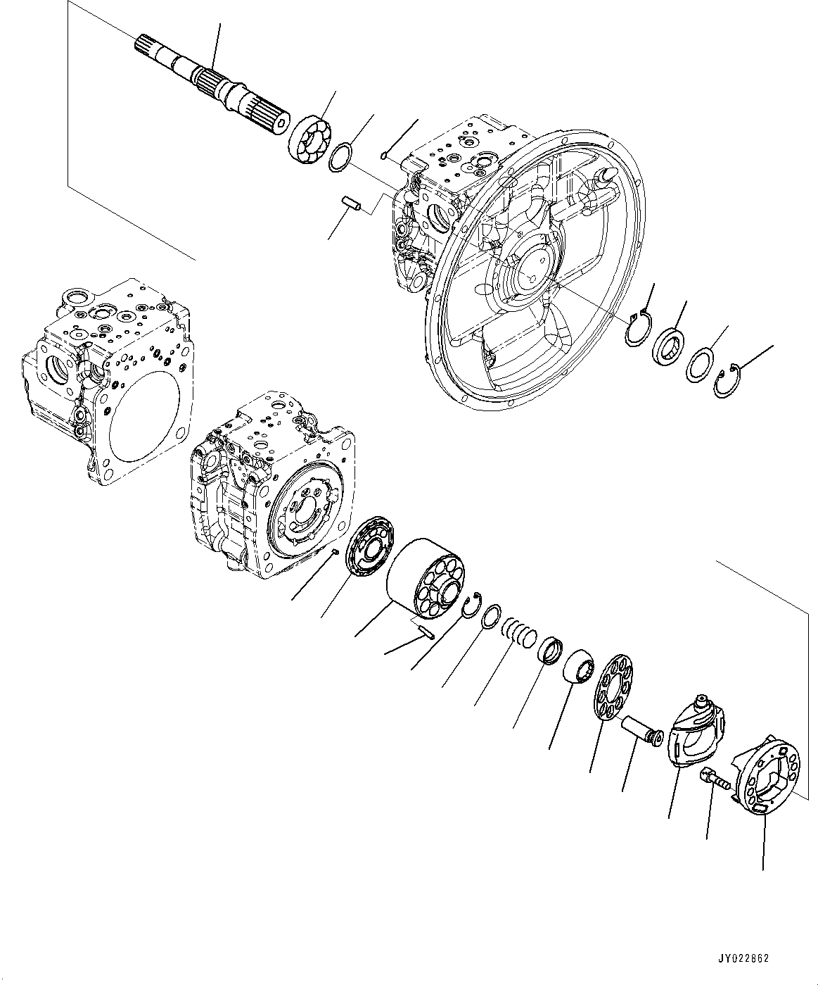 Komatsu parts book diagram for HB365LC-3E0 S/N K75001-UP: ENGINE RELATED PARTS, PISTON PUMP (3/14)