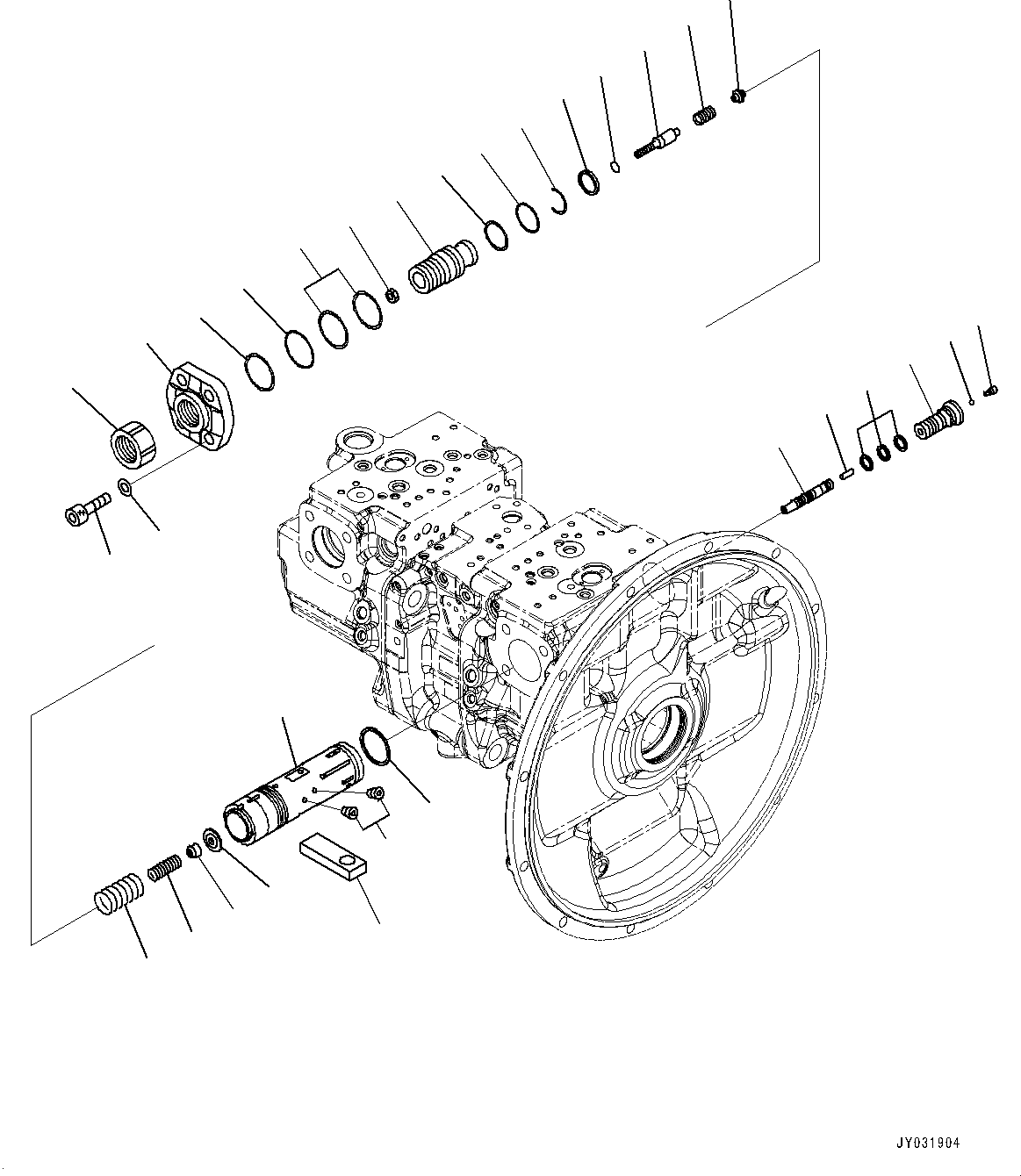 Komatsu parts book diagram for HB365LC-3E0 S/N K75001-UP: ENGINE RELATED PARTS, PISTON PUMP (4/14)