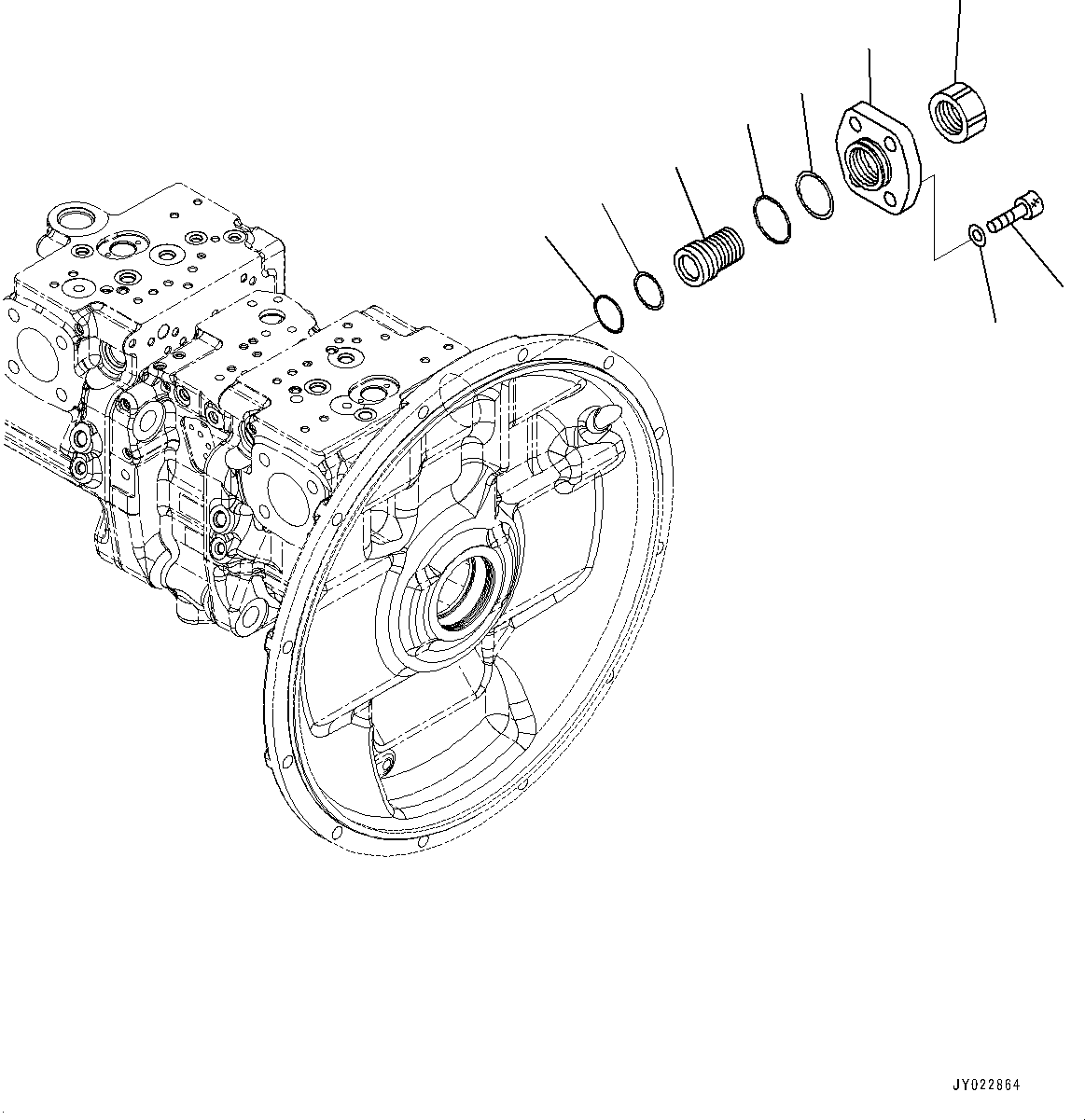 Komatsu parts book diagram for HB365LC-3E0 S/N K75001-UP: ENGINE RELATED PARTS, PISTON PUMP (5/14)
