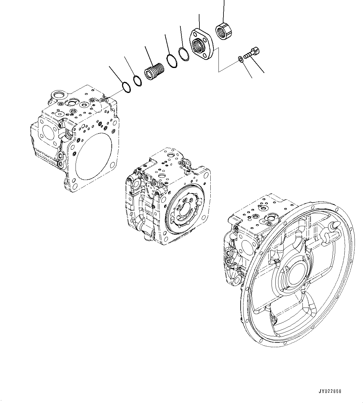 Komatsu parts book diagram for HB365LC-3E0 S/N K75001-UP: ENGINE RELATED PARTS, PISTON PUMP (9/14)