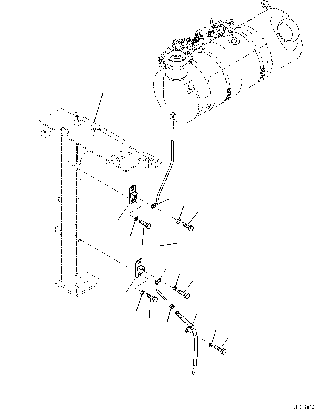 Komatsu parts book diagram for HB365LC-3E0 S/N K75001-UP: EXHAUST PIPE, SCR DRAIN PIPING