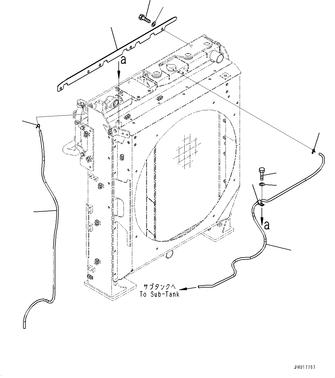Komatsu parts book diagram for HB365LC-3E0 S/N K75001-UP: COOLING SYSTEM, 2-ADDITIONAL ACTUATOR PIPING, ACCUMULATOR, AUTO AIR CONDITIONER, COVER