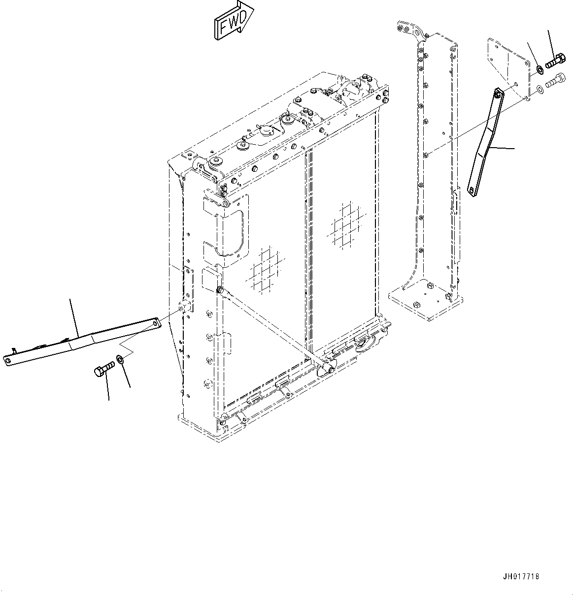 Komatsu parts book diagram for HB365LC-3E0 S/N K75001-UP: COOLING SYSTEM, AUTO AIR CONDITIONER, STAY