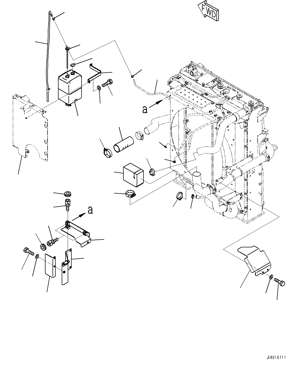 Komatsu parts book diagram for HB365LC-3E0 S/N K75001-UP: COOLING SYSTEM, AUTO AIR CONDITIONER, SUB-TANK
