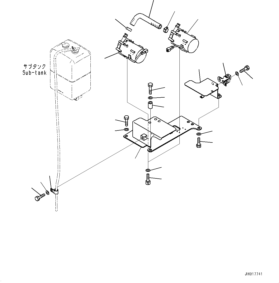 Komatsu parts book diagram for HB365LC-3E0 S/N K75001-UP: COOLING SYSTEM, AUTO AIR CONDITIONER, HYBRID COOLING PIPING (1/3)