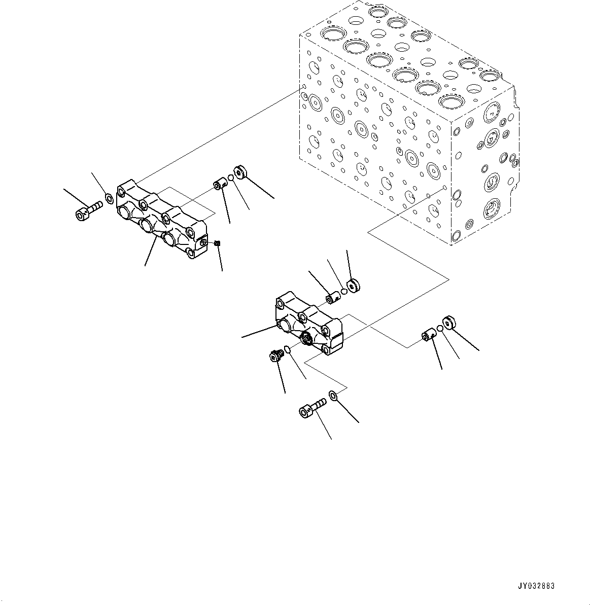 Komatsu parts book diagram for HB365LC-3E0 S/N K75001-UP: CONTROL VALVE, 8-SPOOL, 1-ADDITIONAL ACTUATOR PIPING, ACCUMULATOR, INNER PARTS (9/22)