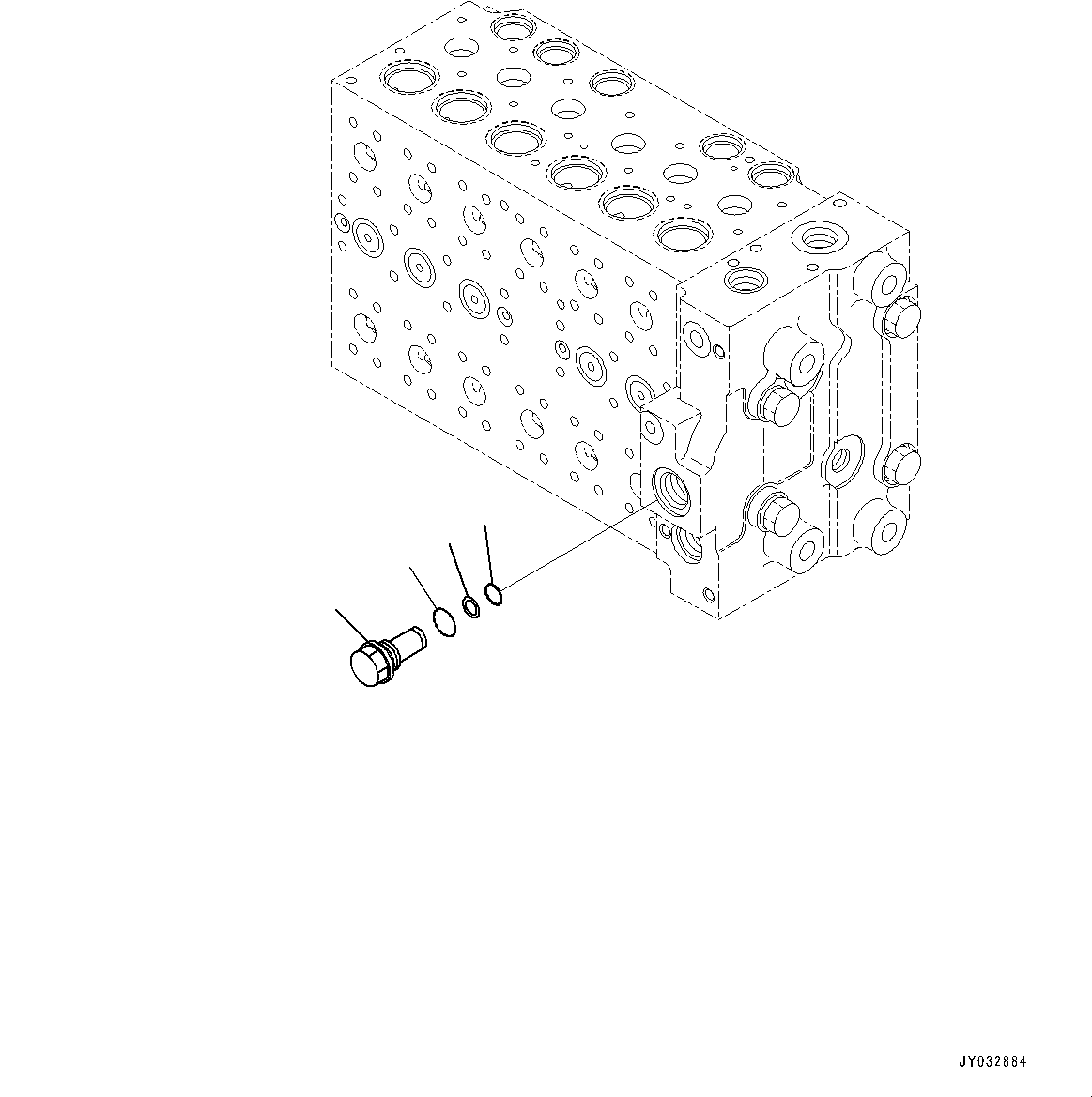 Komatsu parts book diagram for HB365LC-3E0 S/N K75001-UP: CONTROL VALVE, 9-SPOOL, 2-ADDITIONAL ACTUATOR PIPING, ACCUMULATOR, INNER PARTS (10/24)