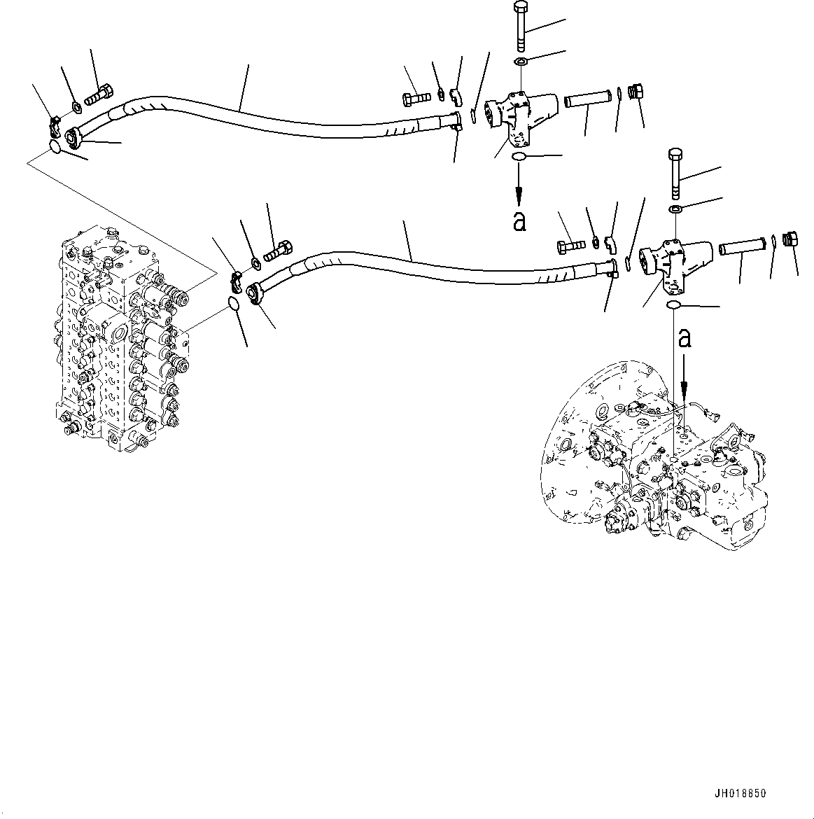 Komatsu parts book diagram for HB365LC-3E0 S/N K75001-UP: DELIVERY PIPING