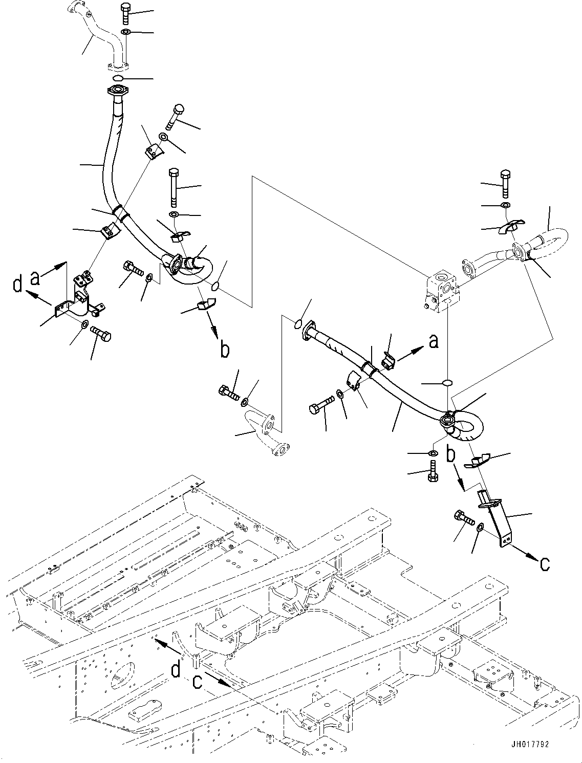 Komatsu parts book diagram for HB365LC-3E0 S/N K75001-UP: OIL COOLER PIPING