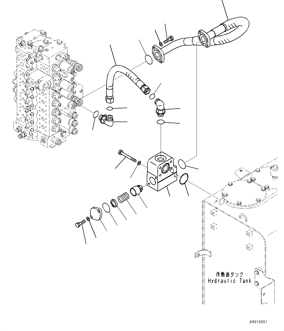 Komatsu parts book diagram for HB365LC-3E0 S/N K75001-UP: RETURN PIPING