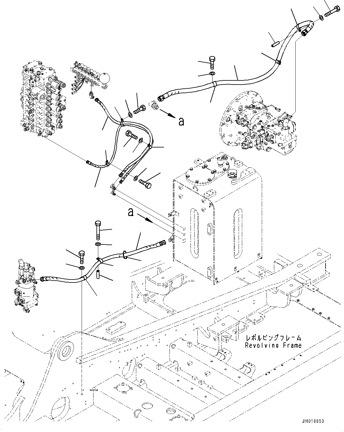 Komatsu parts book diagram for HB365LC-3E0 S/N K75001-UP: DRAIN PIPING